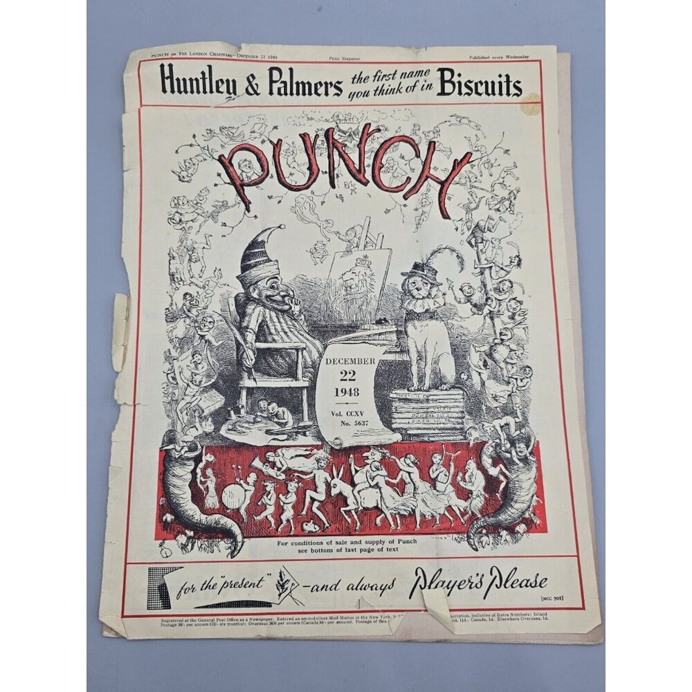 VTG Punch Magazine Dec 22 1948 #5637 Vol CCXV WWII Cartoon & Humour‎